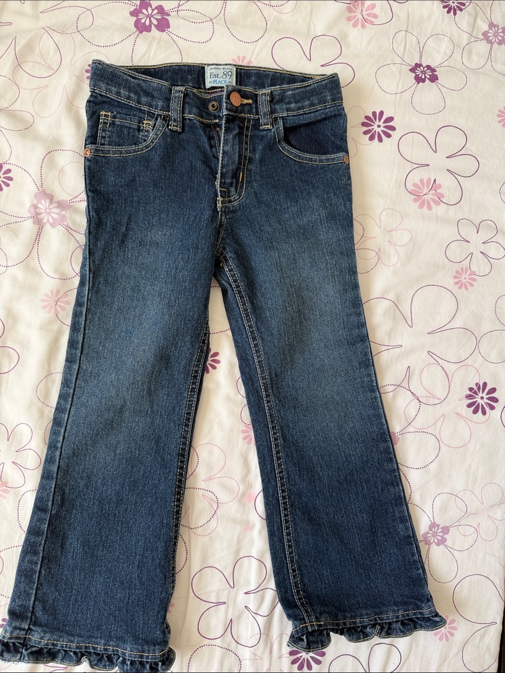 The Children's Place Medium Blue Flare Jeans with Ruffle Hem